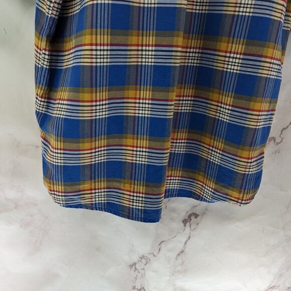 Wrangler Shirt Mens XL Blue Yellow Button Down Plaid Twenty X 20X Short Sleeve - Picture 8 of 12